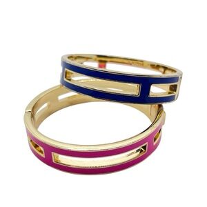 J.Crew Gold and Pink/Blue Enamel Bangles